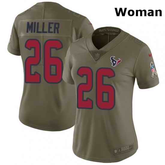 Womens Nike Houston Texans 26 Lamar Miller Limited Olive 2017 Salute to Service NFL Jersey
